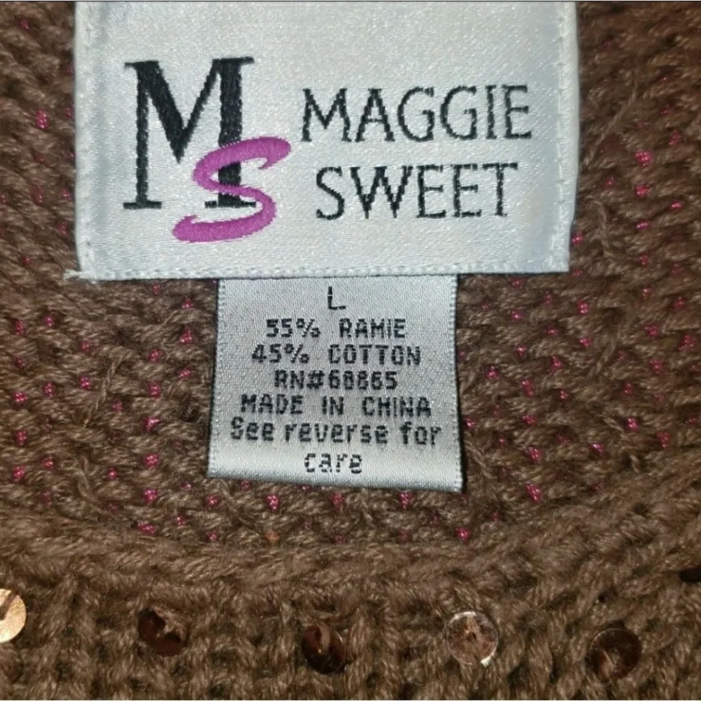 Maggie Sweet Brown Knitted Sequin Sweater